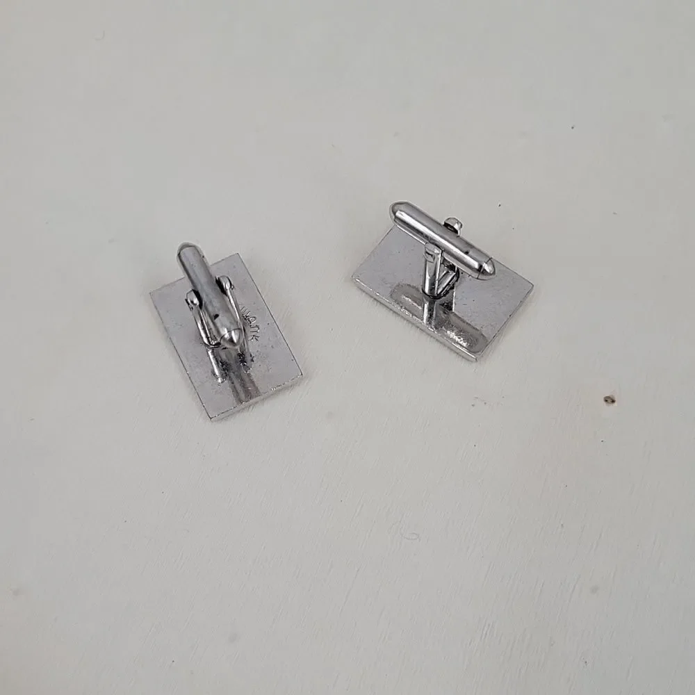 SWANK Vintage Cuff Links Silver toned Rectangle